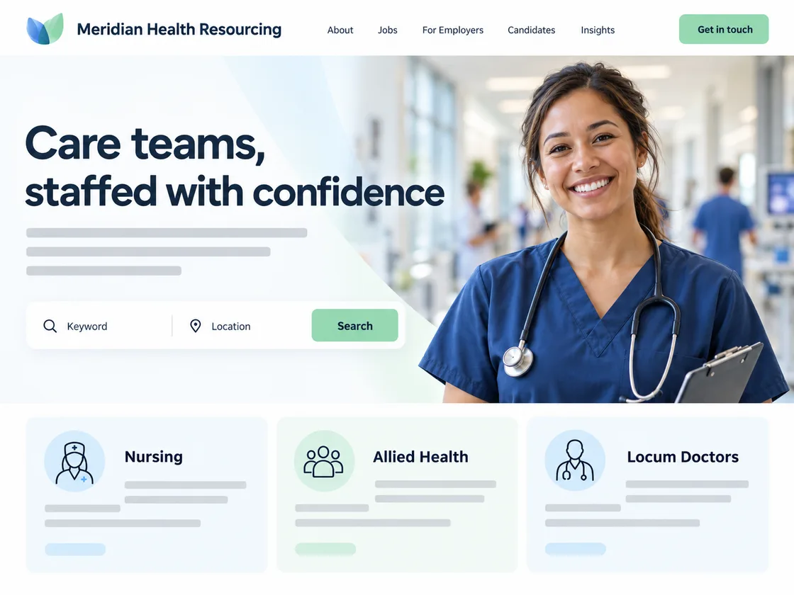 Meridian Health Resourcing website